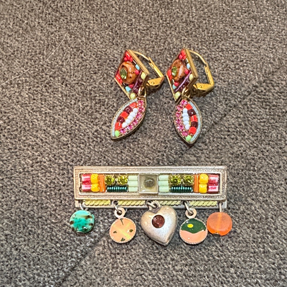 Adaya Brooch and Pierced Earrings